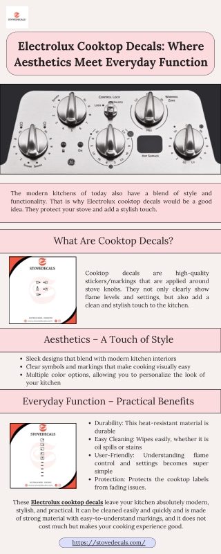 Electrolux Cooktop Decals- Where Aesthetics Meet Everyday Function