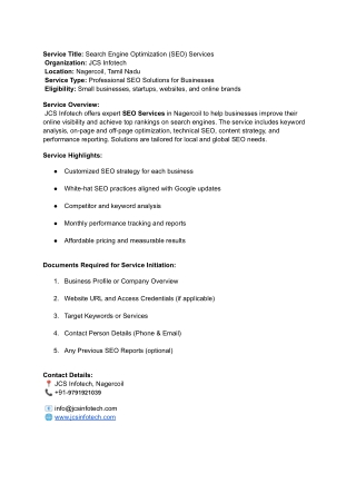 Seo Service  in Nagercoil