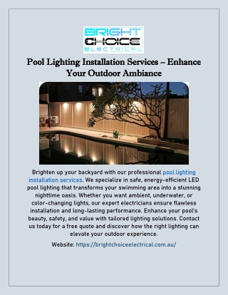 Pool Lighting Installation Services