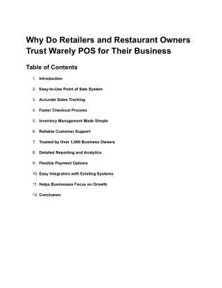 Why Do Retailers and Restaurant Owners Trust Warely POS for Their Business