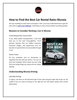 How to Find the Best Car Rental Rates Nicosia