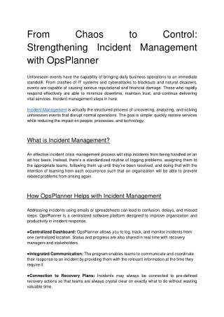 From Chaos to Control_ Strengthening Incident Management with OpsPlanner