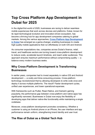 Top Cross Platform App Development in Dubai for 2025