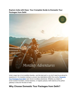 Explore India with Ease_ Your Complete Guide to Domestic Tour Packages from Delhi