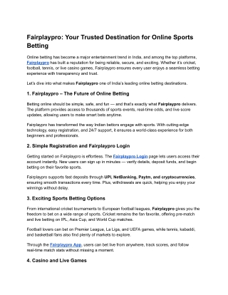 Bet Smart and Win Big with Fairplaypro Sports App