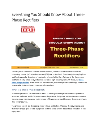 Everything You Should Know About Three-Phase Rectifiers