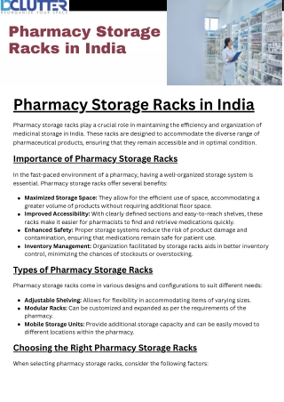 Pharmacy Storage Racks in India