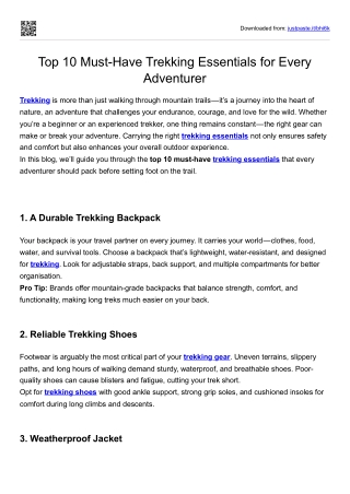 Top 10 Must-Have Trekking Essentials for Every Adventurer