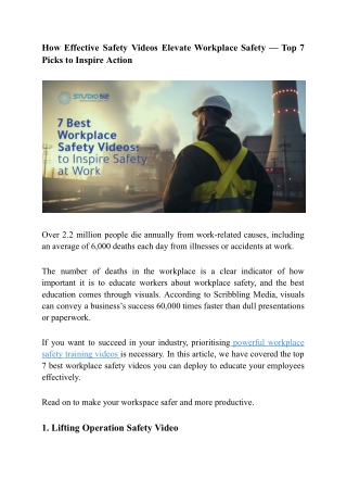 How Effective Safety Videos Elevate Workplace Safety — Top 7 Picks to Inspire Ac