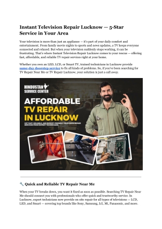 Instant Television Repair Lucknow — 5-Star Service in Your Area