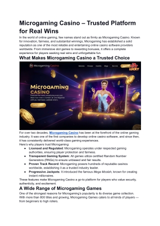 Microgaming Casino
