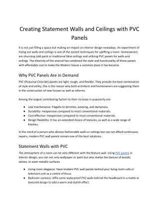 Creating Statement Walls and Ceilings with PVC Panels