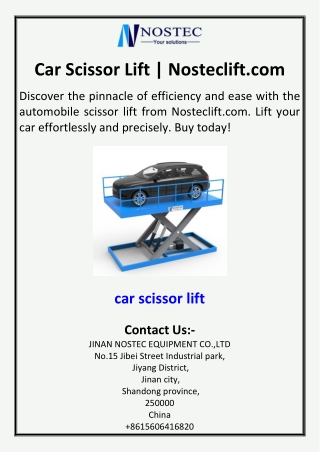 Car Scissor Lift | Nosteclift.com