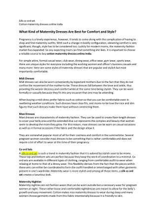 What Kind of Maternity Dresses Are Best for Comfort and Style?