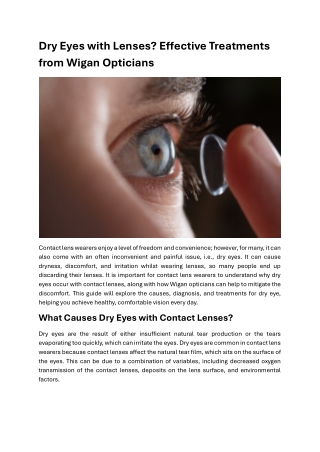 Opticians’ Guide to Treating Contact Lens-Induced Dry Eye