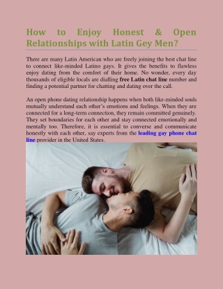 Ways to Build Honest & Open Connections with Latin Gay Men on Free Chat Lines
