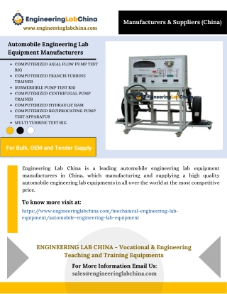 Automobile Engineering Lab Equipment Manufacturers