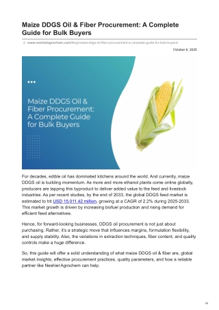 Maize DDGS Oil & Fiber Procurement: A Complete Guide for Bulk Buyers