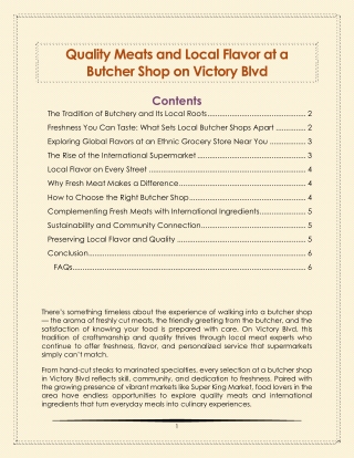 Quality Meats and Local Flavor at a Butcher Shop