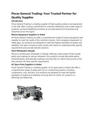 Pisces-ac spare parts suppliers in dubai