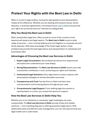 Protect Your Rights with the Best Law in Delhi