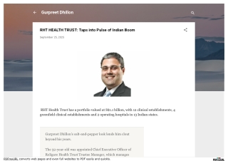 RHT HEALTH TRUST Taps into Pulse of Indian Boom
