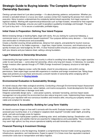 Strategic Guide to Buying Islands The Complete Blueprint for Ownership Success