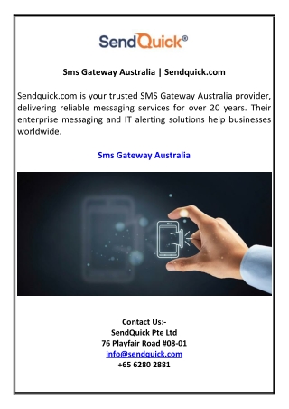 Sms Gateway Australia | Sendquick.com