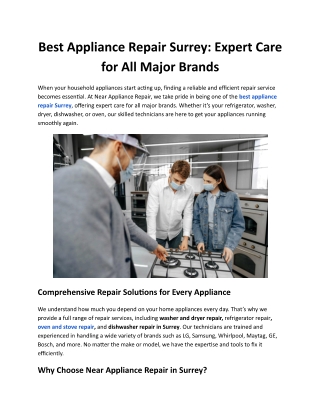 Best Appliance Repair Surrey: Expert Care for All Major Brands