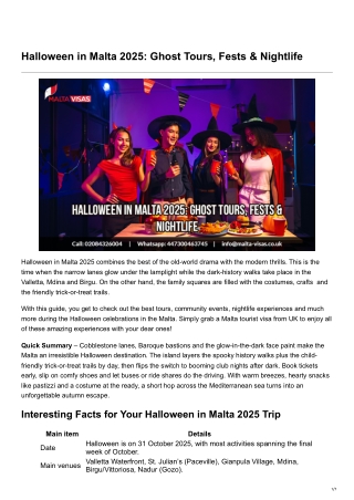 Halloween in Malta 2025 Ghost Tours Fests Nightlife