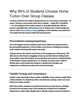 Why 90 of Students Choose Home Tuition Over Group Classes