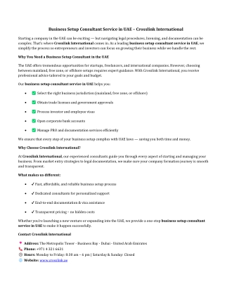 Business Setup Consultant Service in UAE