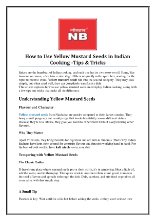 How to Use Yellow Mustard Seeds in Indian Cooking -Tips & Tricks