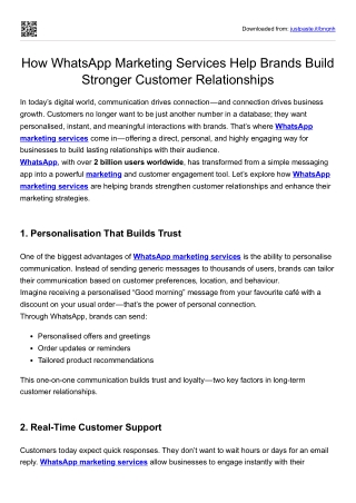 How WhatsApp Marketing Services Help Brands Build Stronger Customer Relationship