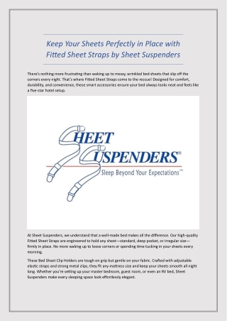 Keep Your Sheets Perfectly in Place with Fitted Sheet Straps by Sheet Suspenders