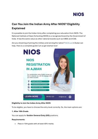 Can You Join the Indian Army After NIOS
