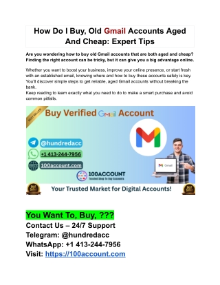 How Do I Buy, Old Gmail Accounts Aged And Cheap: Expert Tips