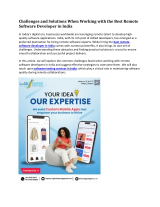 Challenges and Solutions When Working with the Best Remote Software Developer in India