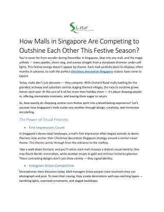 How Malls in Singapore Are Competing to Outshine Each Other This Festive Season