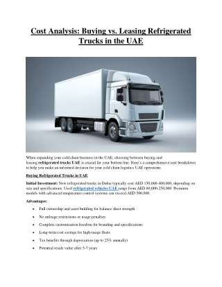 Refrigerated Trucks in the UAE