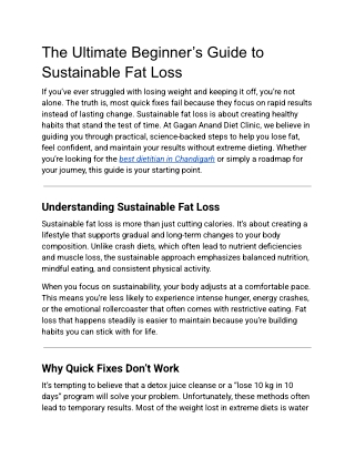 The Ultimate Beginner’s Guide to Sustainable Fat Loss