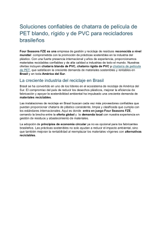 Soluciones confiables de chatarra de película de PET blando