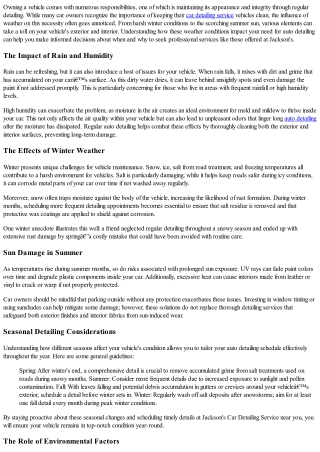 Understanding How Weather Affects Your Need for Regular Auto Detail from Jackson