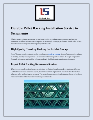 Durable Pallet Racking Installation Service in Sacramento