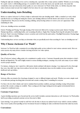 Find the Best Auto Detailing Service Near Me: Jacksons Car Wash Review