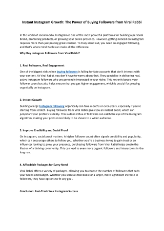 Instant Instagram Growth The Power of Buying Followers from Viral Rabbi
