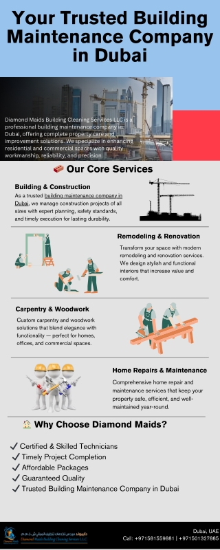 Top Building Maintenance Company in Dubai | Diamond Maids Building Cleaning