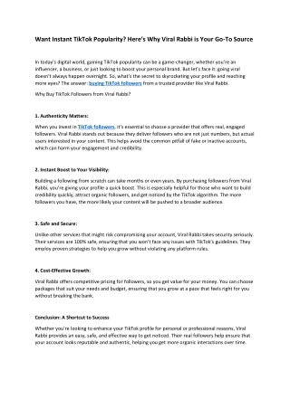 Want Instant TikTok Popularity Here’s Why Viral Rabbi is Your Go-To Source