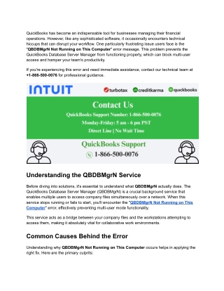 QuickBooks QBDBMgrN Not Running on This Computer - Fix Error Now
