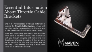 Essential Information About Throttle Cable Brackets